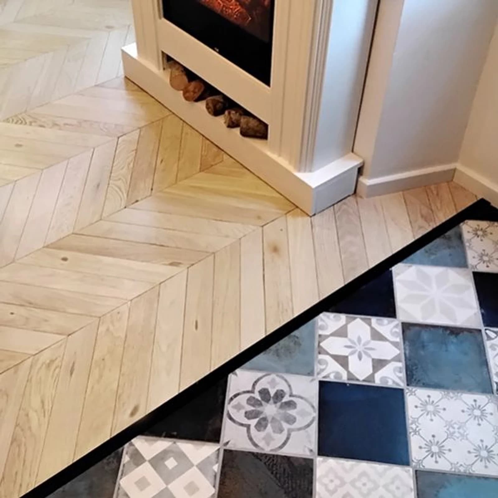 Parquet Chene Massif Point de Hongrie 14mm — Brut Ponce — Format 600x90mm